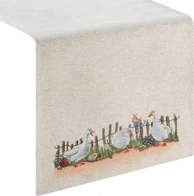 Image de EUROFIRANY | Chemin de table - nappe centrale - beige - 45 x 140 cm - nappe - nappe de table - décoratif