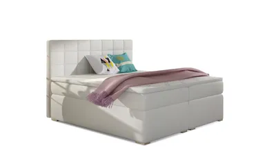 Obrázok produktu pre MOB, Manželská posteľ Boxspring 180 cm - Abbie (biela) (s matracmi)