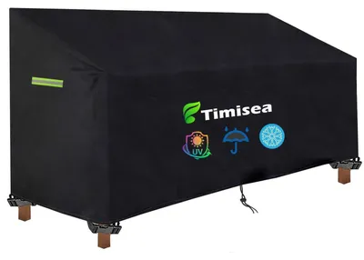 Image de Housse de protection pour banc de jardin 3 places, dimensions 165x67x65/91 cm, en Oxford 600D, imperméable, résistante aux UV et au vent
