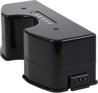 A black battery for a robot vacuum cleaner.