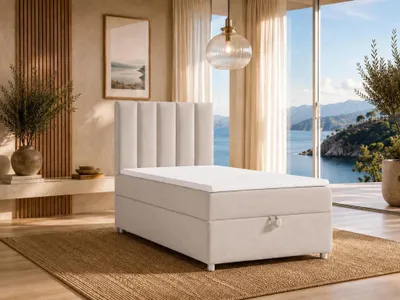 Produktbild von Boxspringbett mit Bettkasten Trinity K-10 SINGLE Bonellfederkern inkl. Topper, mit Lieferung Creme