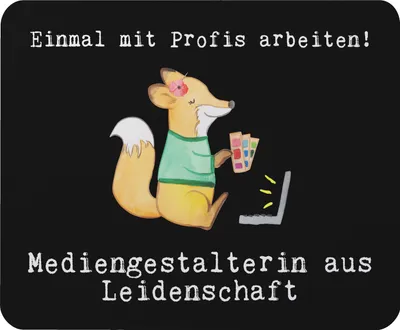 Produktbild von Mr. & Mrs. Panda Mouse Pad Mediengestalterin Leidenschaft - Schwarz - Geschenk, pc mousepad, mousematte, Designer, Mauspad, Mediengestalter, Lustig, Spruch, mausteppich