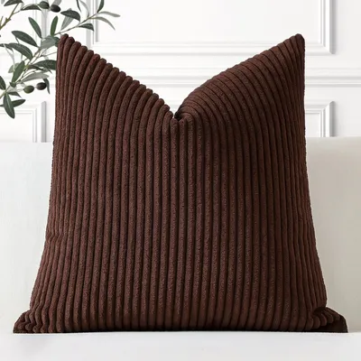 Produktbild von Kissenbezug aus Cord, dekorativer Kissenbezug, Sofakissen, 40 x 40 cm, braun