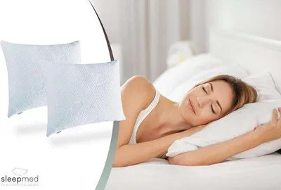 Produktbild von SLEEPMED 2 x SleepMed - Memory Foam Pillow - 100% Memory Foam - Weiß - Hypoallergene Abdeckung - 55 x 43 x 12 cm