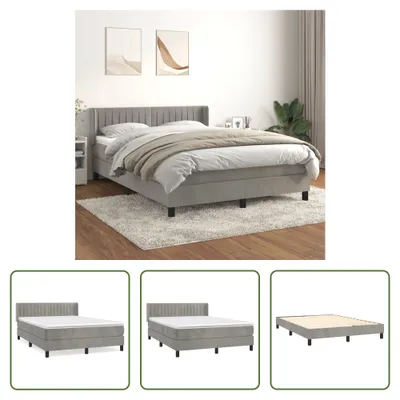 Produktbild von The Living Store Boxspringbett mit Matratze Hellgrau 140x190 cm Samt