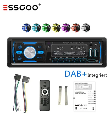 Produktbild von Autoradio 1 DIN DAB+ Bluetooth 5 Freisprechanlage FM AM RDS USB SD AUX MP3 Player mit Fernbedienung und 7-Farben-Beleuchtung 4x60 Watt Single DIN