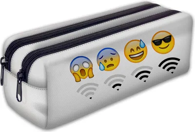 Zdjęcie produktu dla Piórnik, piórnik, piórnik 2 komory, piórnik szkolny, zabawny motyw 3D, Emoji Wifi [107]