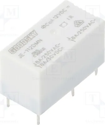 Obrázok produktu pre 1x Relé: elektromagnetické. USpôsobenie: 12V DC, 8A/250VAC. Typ: JE-112DMN. Elektromagnetické
