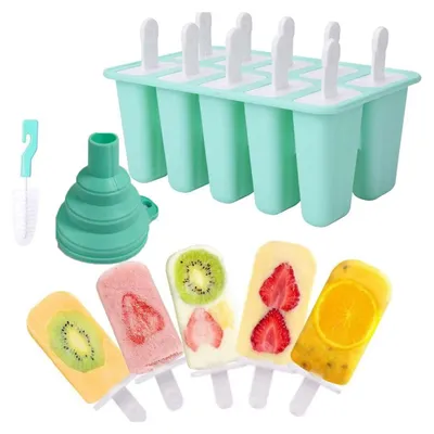 Produktbild von Eisformen Silikon 10 Hohlräume Eis am Stiel Formen Grün