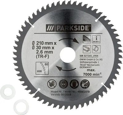 Produktbild von PARKSIDE® Kreissägeblatt 210 mm PKSB 210 (TRF Kreissägeblatt, 60 Zähne)