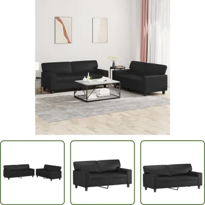 Zdjęcie produktu dla 2-częściowy zestaw sof Living Store z czarnej imitacji skóry