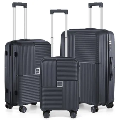 Produktbild von HOMELUX Kofferset 3 tlg. Dunkelgrau Koffer Hartschale Trolley Reisekoffer Set Tasche M-L-XL M7920