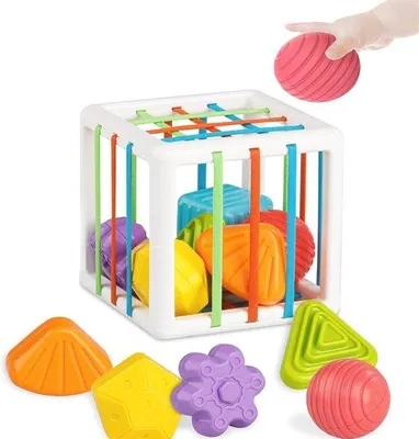 Productafbeelding van Sensorisch Speelgoed voor Baby's | Montessori Sorteerspeelgoed met 6 Blokken | Educatief Speelgoed voor Peuters van 6-18 Maanden