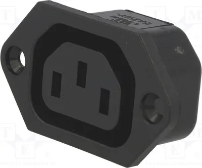 Image de 1 connecteur : pour alimentation secteur, prise femelle 10A 6600.3100, bornes de connexion