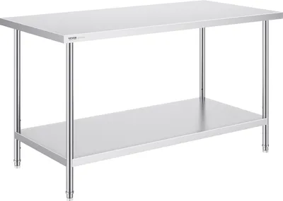 Image de Table de travail et de préparation Acier inoxydable Table de travail 762x1524mm Deux couches