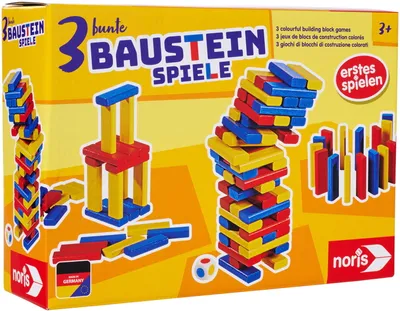 Produktbild von Noris Kinderspiel Geschicklichkeitsspiele 3 bunte Bausteinspiele 606012165