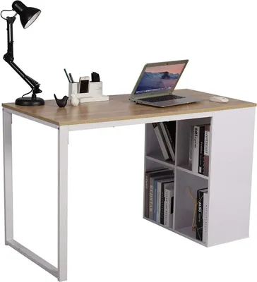 Produktbild von WOLTU Schreibtisch Computertisch Bürotisch Arbeitstisch in Melamin, mit 4 Ablageflächen, Gestell aus Holz Stahl 120x60x75cm(BxTxH), Hell Eiche