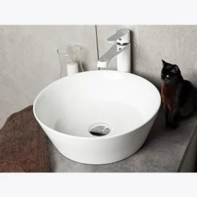 Zdjęcie produktu dla Umywalka nablatowa KERRA KR-79, ceramiczna, biała, średnica 36 cm