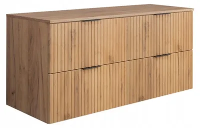 Zdjęcie produktu dla Szafka Łazienkowa Wisząca Pod Umywalkę Flisan 120X46 Cm Z Blatem Dąb