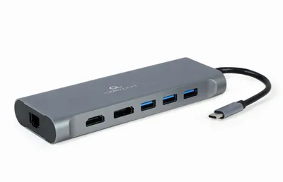 Produktbild von Gembird A-CM-COMBO8-01 Notebook-Dock/Port-Replikator USB 3.2 Gen 1 (3.1 Gen 1) Typ-C Grau