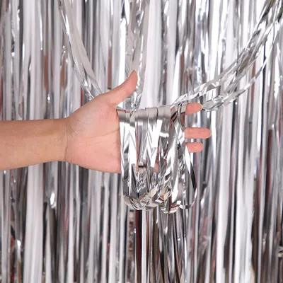 Lametta-Gardine, Glitzer-Deko, Silber, 1 x 4 m, für Partys