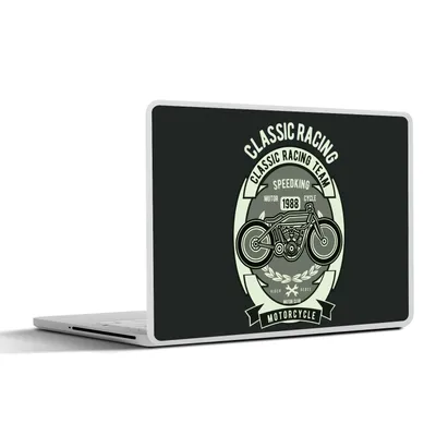 Produktbild von MuchoWow® Laptop Aufkleber Sticker Cover Motorrad - Zeichnung - Retro 25x18 cm - Laptop-Deko