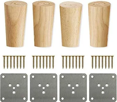 Produktbild von Möbelfüße, Ersatz Massivholz Möbelbeine, für Couchtisch aus Holz Beine, Sofas, Niedriger Schränke, 4 Stück