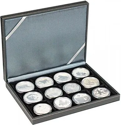 Produktbild von Lindner 2363-12 NERA Münzkassette XM mit 12 quadratischen Feldern für Münzen oder Kapseln bis zu Ø 52 mm