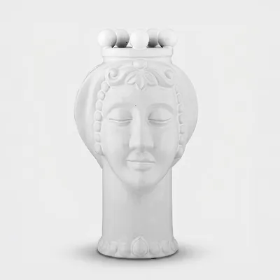 Produktbild von Dekorative Keramikvase Gesicht Frangipani - Weiß