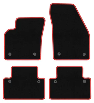 Produktbild von Fußmatten Automatten Velours Schwarz/Rot für Volvo C30 2006-2012 Set 4-tlg
