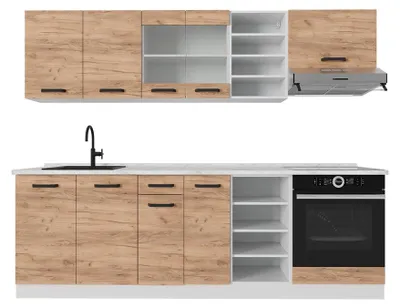 Produktbild von Küchenzeile Vicco R-Line Goldkraft Eiche/Weiß 240 cm AP Anthrazit, Model 52234