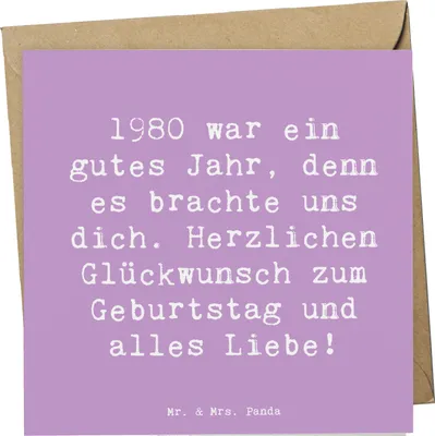 Produktbild von Mr. & Mrs. Panda faltkarte Spruch 1980 Geburtstag - Lavendeltraum - Geschenk, Alter, Glückwunschkarte, doppelkarte, liebevolle Geschenke, Grußkarte, Happy Birthday