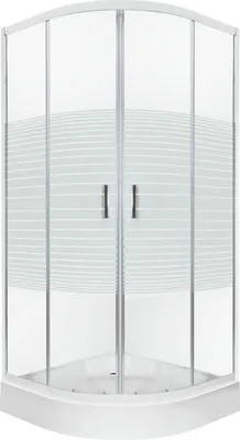 Produktbild von Kerra Madera Str 90x90 Duschkabine mit Duschwanne (16cm), Chromprofile, 5mm ESG Sicherheitsglas, transparent mit weißen horizontalen Streifen