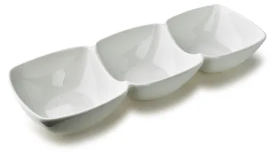 Image de Plat de service en porcelaine BASIC, 3 compartiments, 32,5 x 11 x 5 cm, blanc, 1 pièce