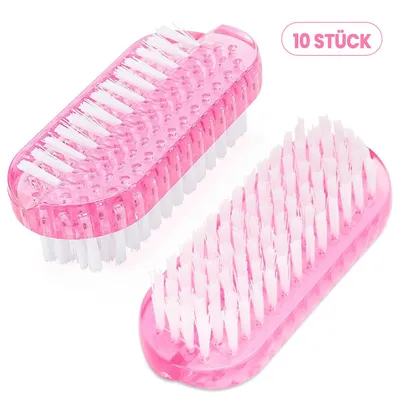 Produktbild von 10 Stück doppelseitige Nagelbürste, Hand- und Fingernagelbürste, sanfte Reinigungsbürste für Hände und Nägel, rosa
