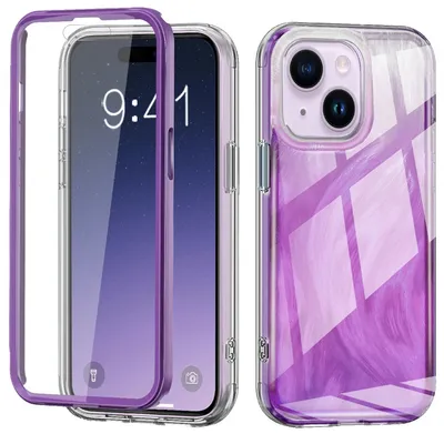 Immagine prodotto di Per Apple iPhone 15 Design a molla Paraurti Ibrido TPU PC Custodia protettiva Cover viola