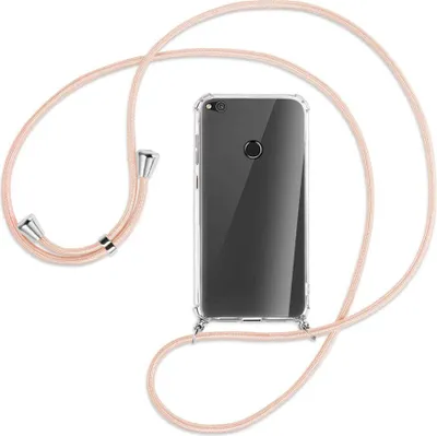 Produktbild von Handykette Backcover-Schutzhülle mit Band (Metall silberfarben) für Huawei P8 Lite / P9 Lite 2017 - rose peach