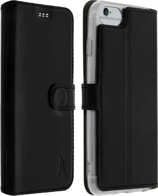 Image de Étui en cuir avec porte-carte pour iPhone 6 / 6S / 7 / 8 / SE 2020 - Akashi - Noir