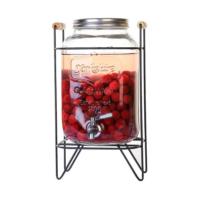 Imagen del producto de Botella de vidrio práctica con grifo, ideal para zumos y bebidas caseras, transparente, 8 litros