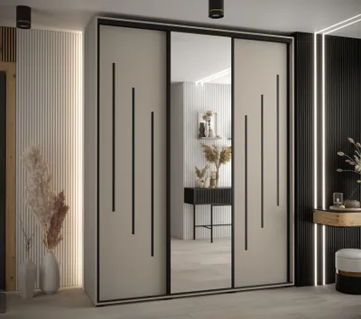 Obrázek produktu pro Šatní skříň INDIRA 9 - 200/60 cm, kašmír / černá