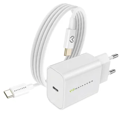 Immagine prodotto di Mayaxess, alimentatore da 20 W per Galaxy Z Flip 4 + cavo USB-C da 1 m, bianco