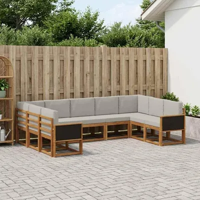 Produktbild von Möbel Outdoor-Sofagarnitur mit Kissen 9 pcs Natürlich und HellgrauGartensofas - Gartensofas c2339