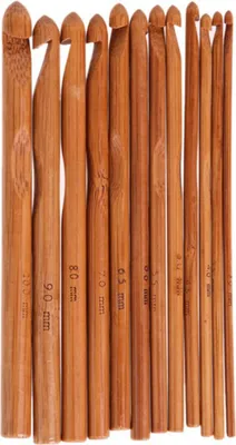 Produktbild von 12 Stück Häkelnadeln karbonisierter Rundbambus ergonomischer Griff erkennbare Größe Stricknadeln Set 3-10mm