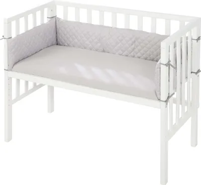 Produktbild von roba Beistellbett 2in1, weiß, ‚roba Style‘, für alle Elternbetthöhen, inklusive Matratze, Nestchen und Barriere