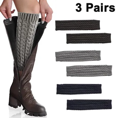 Produktbild von Paar Damen-Beinstulpen, Winter-Beinstulpen, warme Beinstulpen, gestrickte Beinstulpen, Einheitsgröße