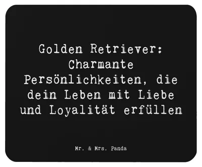 Produktbild von Mr. & Mrs. Panda Mouse Pad Spruch Golden Retriever Charme - Schwarz - Geschenk, Hund, Hingabe, laptop mauspad, Hunderassen Beschreibung, aktiver, Hunderasse, sozialer