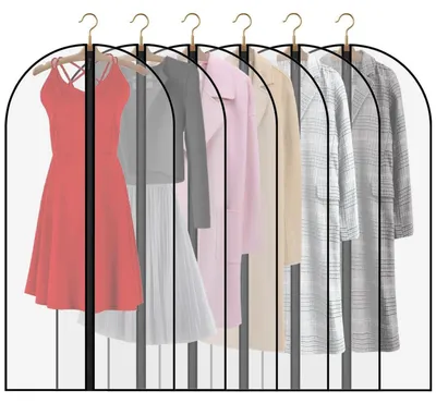 Image de Sacs de rangement pour vêtements, 6 pièces, 60 x 100 cm, étanches et anti-poussière, avec fermeture éclair