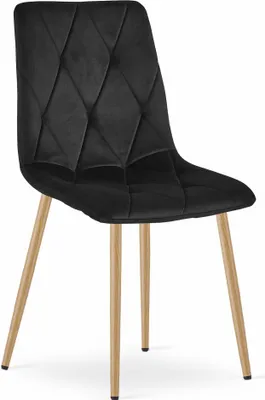 Produktbild von BOSA schwarzer Samtpolstersessel mit holzfarbenen Metallbeinen, für den Wohnbereich, belastbar bis 110 kg, Maße 44x89x40 cm