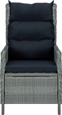 Produktbild von vidaXL Verstellbarer Gartensessel mit Auflagen Poly Rattan Hellgrau