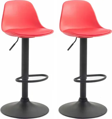 Imagen del producto de CLP, juego de 2 taburetes Kiel de plástico, con altura ajustable y giro de 360 grados. Color: verde. Estructura: color